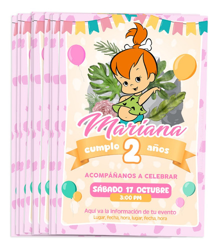 30 Invitaciones Cumpleaños Pebbles - Los Picapiedra Pebbles - Los Picapiedra