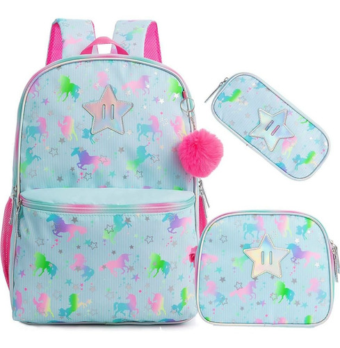 Morral Unicornio Combo Escolar Bolso Niñass