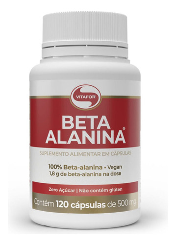 Beta Alanina 100% Pura 120 Cápsulas Vitafor Sabor Sem sabor