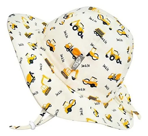 Jan & Jul 50+ UPF Cappello Da Sole In Cotone Per Neonato A Tesa Larga ( Taglia: 0-6 Mesi, Piccoli Scavatori) : Amazon.it: Moda