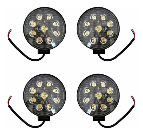 4 Faro Led 9 Auxiliar Redondo 27w Camión Tractor Agricola 