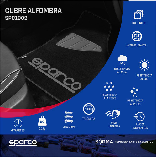 Imagen 2 de 10 de Cubre Alfombra Universal 4 Piezas De Polyester Camio Auto
