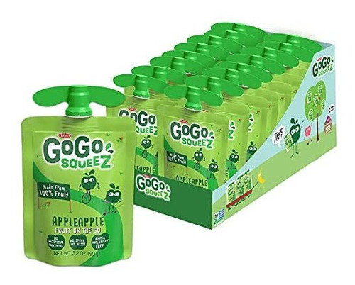 Puré Manzana Gogo Squeez, 18 Pouches 3.2 Oz, Sin Gluten,