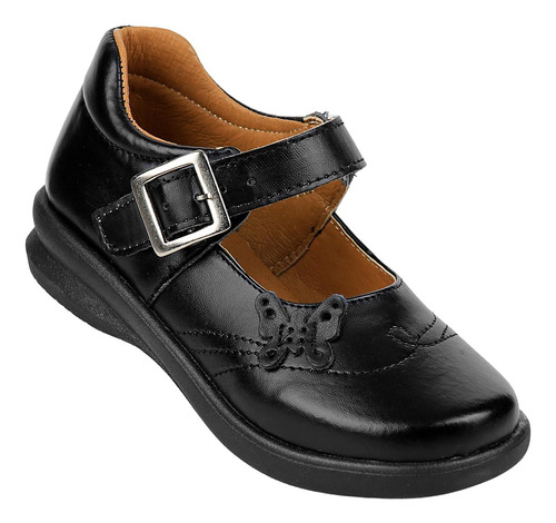 Zapato Escolar Piso Niña Negro Piel Stfashion 10503705