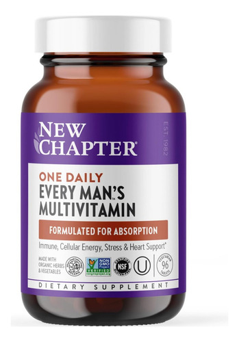 Multivitaminico Diario Para Hombre New Chapter 96 Tabletas Sabor Sin Sabor