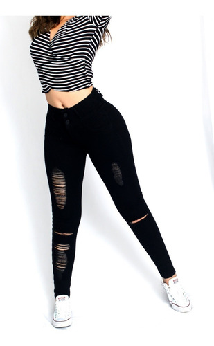 Jeans Dama Negros Corte Colombiano Michaelo Jeans Ref6451-n