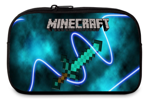 Kit 2 Estojos Box Grande E Simples Minecraft Escolar