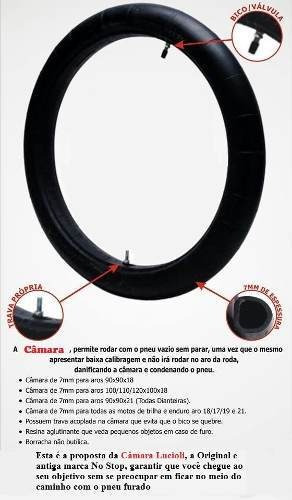 Imagem 2 de 3 de Camara Ar No Stop 110/100-18 Reforcada 8mm Com Trava Trilha