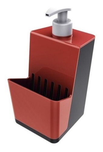 Dispenser Porta Detergente Sabão E Esponja De Pia - Crippa Cor Chumbo/Vermelho