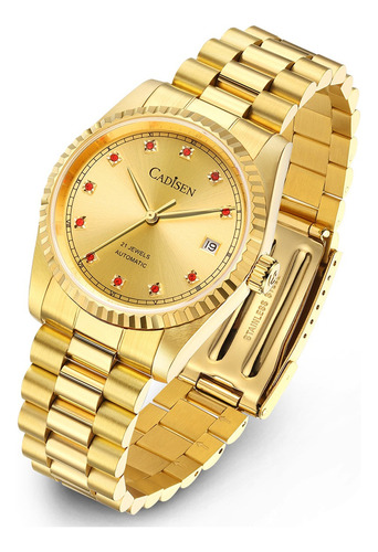 Reloj Dorado De Lujo Cadisen Mechanical Automatic Para Hombr