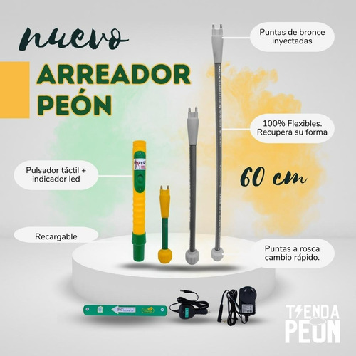 Arreador De Ganado Peón 60 Recargable Punta Intercambiable