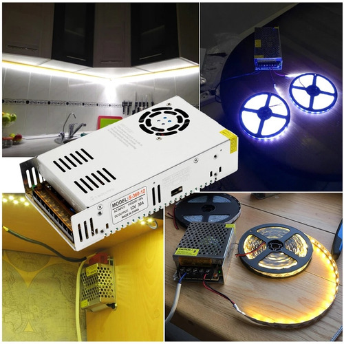 Fuente 12v 30a 360w Adaptador Regulador Cinta Led Cctv Supli