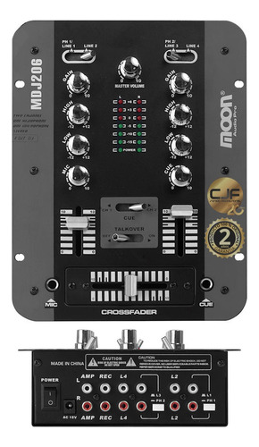 Consola Mixer Moon Mdj 206 Dj Stereo 2 Canales 5 Entrada Cjf
