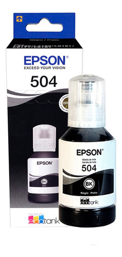 Botella De Tinta Epson T504, Color Negro, Contenido 127ml