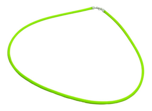 Collar De Caucho Puntas Plata .925 Color Verde Limon 40cm