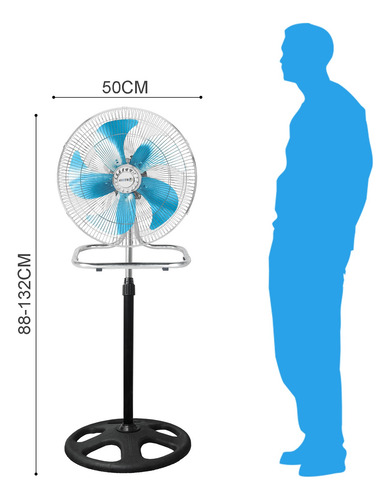 Ventilador De Piso 3 En 1 Ventilador De Pared Con 5 Aspas 50 Cm 60w Plateado Azul Acero Madera 5