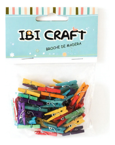 Mini Broches De Madera Color 25 Mm Bolsa X 50 Pcs Ibi Craft