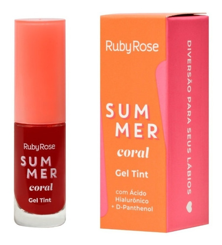 Gel Tint - Liptint Em Gel Summer Coral - Ruby Rose Cor Vermelho