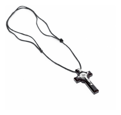 Collar Crucifijo Cristo Para Comunión O Confirmación 8cm Color Marrón Oscuro
