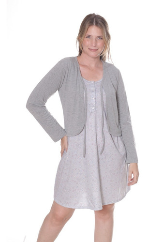 Imagen 8 de 8 de Camisón Maternal Para Amamantar + Saco Manga Larga 810