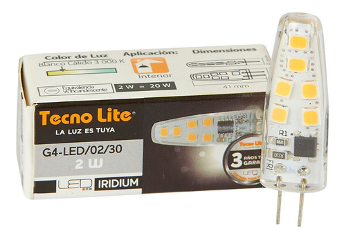 Foco Ampolleta Led Cálido 2w Iridium Silicon G4 12v Tecnolit