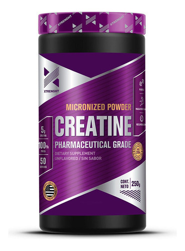 Creatina Micronizada Xtrenght 250 Gr Aumenta Fuerza Potencia Sabor Sin Sabor