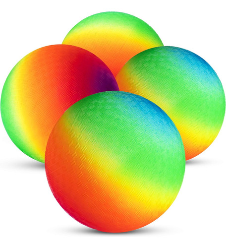 Pelotas Inflables Goma Niños Diseño Arcoíris 22cm 4 Unidades