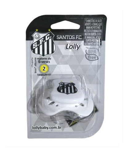 Chupeta Silicone 6m+ Tam 2 Santos F.c Lolly 4515-01-san