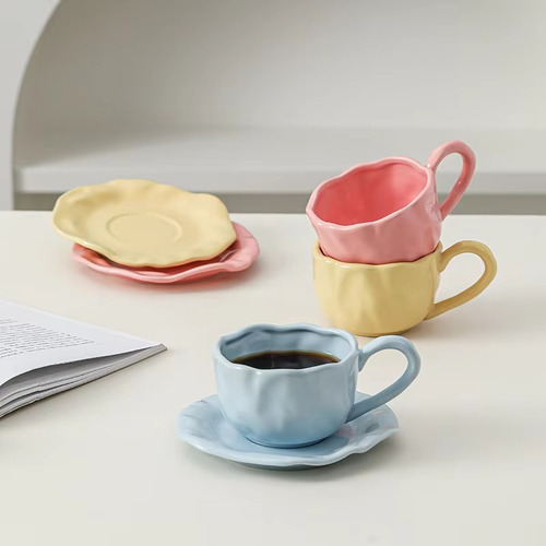 Taza De Café Rosa De Color Dopamina Para Té De La Tarde, Cer