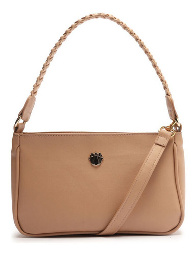 Imagem 1 de 6 de Bolsa Feminina Pequena De Ombro Alça Trançada Nude -my Shoes