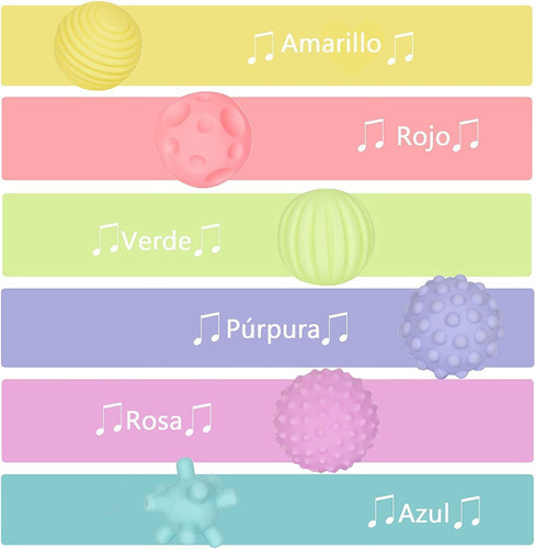6 Pcs Pelota Sensorial Táctil, Pelota De Agarre Texturizada