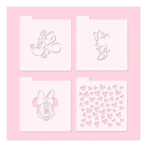 Stencil Set X4 Minnie Repostería Porcelana Cookies