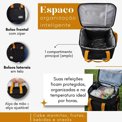 Lancheira Térmica Bolsa Isotérmica Marmita Merendeira Preta Notnull Preto miniatura 5