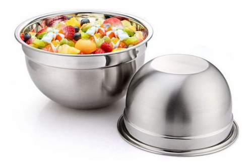 Kit 2 Tigela Bowl Inox 28 E 30cm Fundo Multiuso Profissional