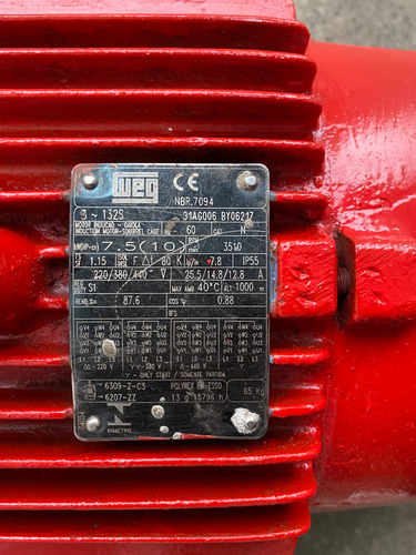 Bomba Combate Incêndio Mark Grundfos 10cv - Trifásica Vermelho 60hz Trifásica (Usado)