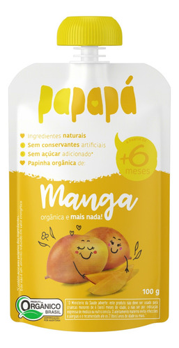 Papinha Orgânica Manga Papapá Squeeze 100g