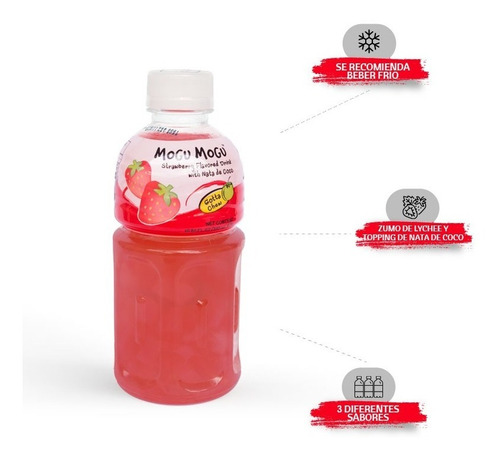 Bebida Mogu Mogu Sabor Fresa Nata De Coco Tailandesa 320ml