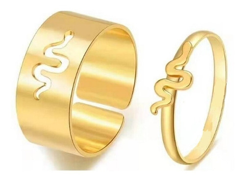 Anillo Juego 2 Unds Serpiente De Acero Color Oro Para Mujer