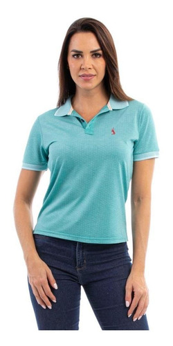 Camisa Gola Polo Básica Poliéster Feminina Manga Curta