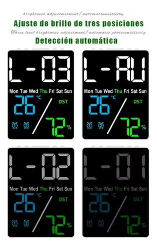 Reloj De Pared Digital Con Termómetro, Alarmas Y Calendario