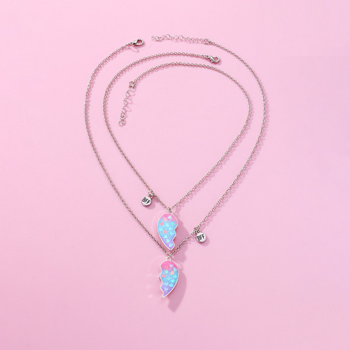 A 1 Par Collares Corazón Lindo Magnético Bff Bff Collares