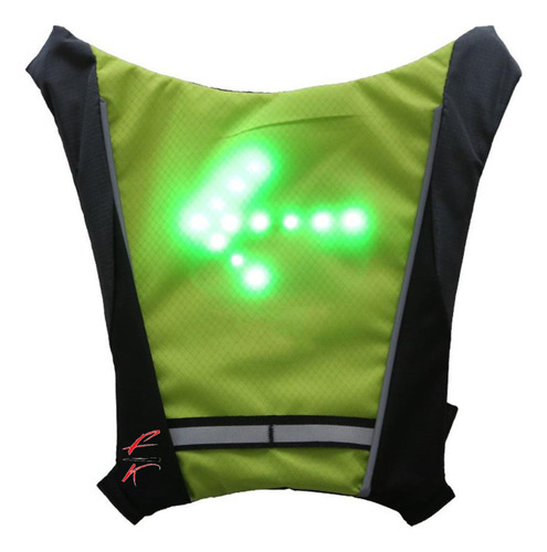 Chaleco, mochila para ciclismo, señalización LED, flecha, color verde