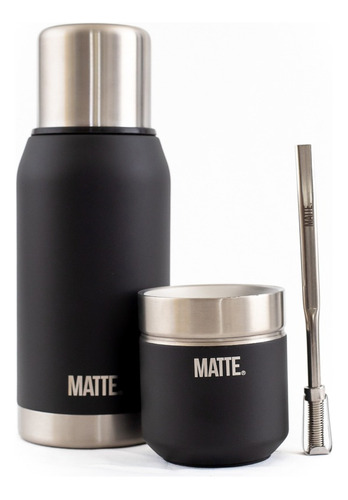 Set Termo Matte Black 750 Cc + Mate Ds Pro + Bombilla 
