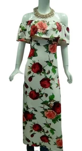 Vestidos Largos Blanco Flores Sin Hombros Maxi Para Dama V1