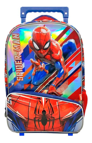 Mochila spiderman white line spiderman con carro 12 Wabro