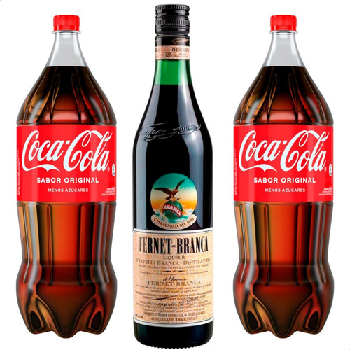 Combo Trago Fernet Branca X 1 Litro + 2 Coca Cola 1,75 Lts 