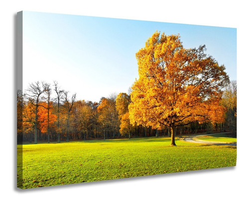 Quadro Para Sala Grande Paisagem Árvore Da Vida Amarela Luxo Cor Borda Infinita Cor da armação Borda Infinita