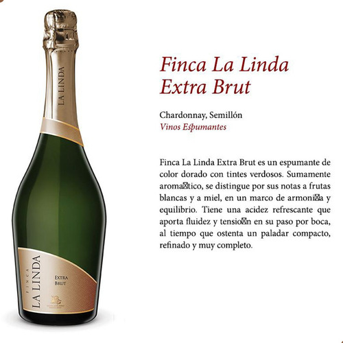 Imagen 3 de 7 de Champagne La Linda Luigi Bosca Extra Brut 750ml X6 Unid