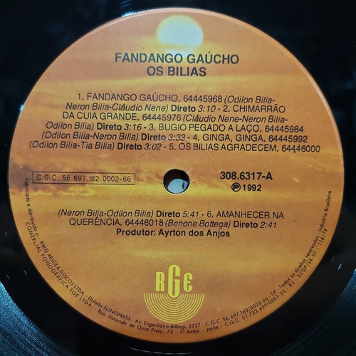 Imagem 4 de 6 de Vinil Lp Os Bilias Fandango Gaúcho