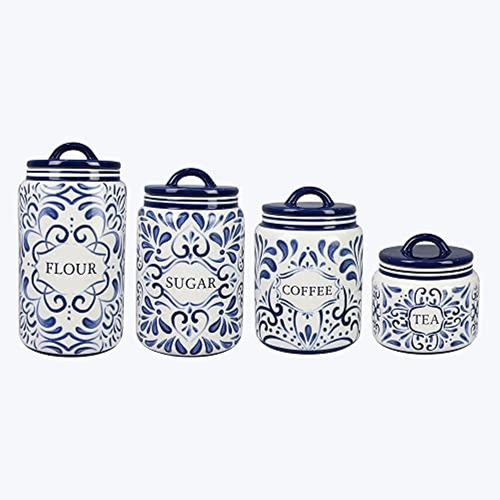 Youngs 21216 Recipiente De Talavera Azul Y Blanco De Cerámic